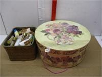 Decorative Box  & Basket Of Assorted Items