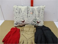 Pillow & Assorted Gloves