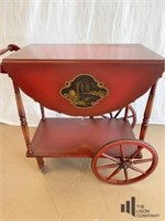 Asian Motif Drop Leaf Tea Cart