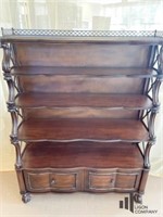 1980’s Carved Bamboo Wooden Bookcase