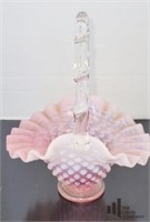Pink Hobnail Basket and Wall Plaque