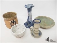 Assorted Pottery & Candlesticks
