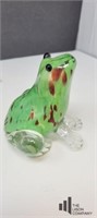 Hand Blown Green Glass Frog