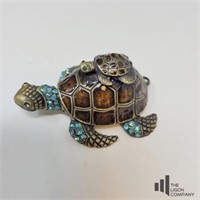 Baby & Mana Jeweled Enamel Turtle Trinket Box