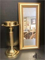 Gold Tone Candle Holder and Mirror
