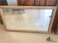Framed Mirror with Sketched Ducks