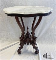 Victorian Style Marble Top End Table
