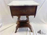 Marble Top Harp Side Table