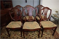 6 Quality Mahogany shield back chairs 38" high