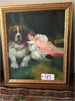 GIRL W/ ST. BERNARD (OIL)