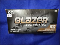 CCi Blazer 9mm Luger 115 GR. Brass Case