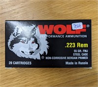 WOLF .223Rem 55Grain FMJ Steel Case 20 Cartridges