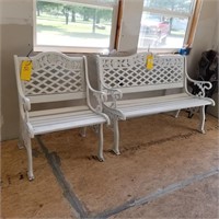 PAIR WHITE PARK BENCHES