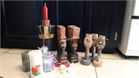 6 Tiki/tribal candle holders and candles