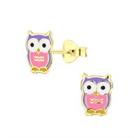 Cute Owl Cartoon Enamel Earrings