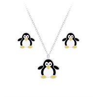 Cute Penguine Necklace & Earrings Set
