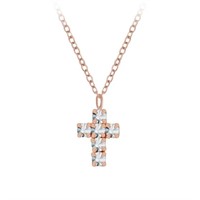 Rose Gold White Topaz Cross Necklace