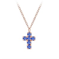 Rose Gold Sapphire Cross Necklace