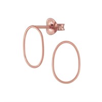 Rose Gold-Pl. Oval Stud Earrings
