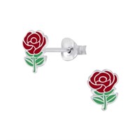 Pretty Rose Enamel Earrings