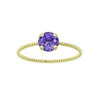 Yellow Gold-Pl. Amethyst Braided Ring