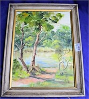 Oil painting on card - Blackburn Park Forest Hills