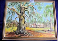 Oil painting on board country scene