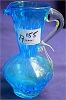 Blue Venetian glass jug 16cm htall