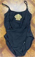 NWT VINTAGE 1990s BLACK  SHELL SWIMSUIT  12  $60