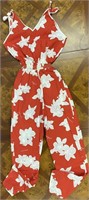 NWT VINTAGE 1990s RED WHITE PRINT JUMPSUIT SMALL $
