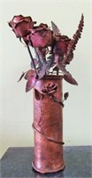 "Arts & Crafts" Hammered Copper Rose Bouquet 15"H.