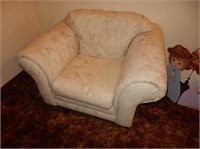 Large White Upholstered Arm Chair