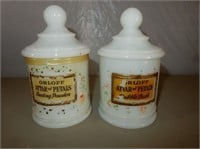 Orloff Attar of Petals Milk Glass Vanity Jars (2)