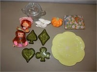 Misc Glassware (Sugar, Green Card Set, Dolls)