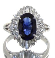 Platinum 3.00 ct Natural Sapphire & Diamond Ring