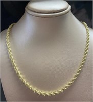 10kt Gold 24" Diamond Cut Rope Chain