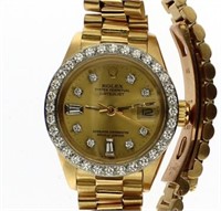 18kt Gold Lady Datejust President Rolex Watch