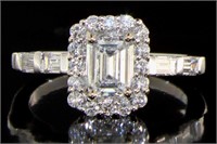 18kt Gold 1.67 ct Emerald Cut Diamond Ring