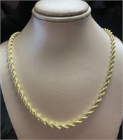 10kt Gold 22" Diamond Cut Rope Chain