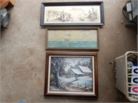Pictures (3) (Winter Scene, Ship at Sea, Mountain)