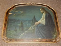 Vintage Jesus at Mount Olive w/ Decorative Frame