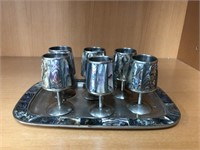 heavy metal made in Mexico wine cups/tray