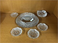 Crystal ashtray & candy dishes.