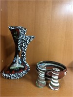 salt and pepper shakers & bowl, pisa , rome vase.