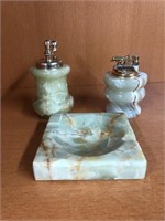 Green Marble tobacco grinder & ashtray