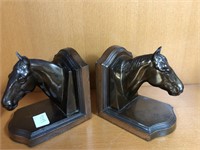 Wooden bookends w/horse heads