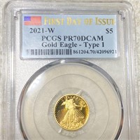 2021-W $5 Gold Half Eagle PCGS - PR70DCAM 1/10Oz