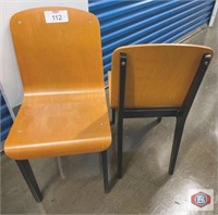 Chairs, one piece wood seat with back lot of 4