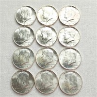 12- 1964 Kennedy Half Dollars