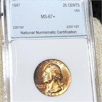 1947 Washington Silver Quarter NNC - MS67+